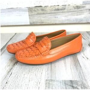 Talbots Womens 6 Taylor Woven Orange Nectarine Driving Moccasin Flat Loafers NEW